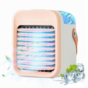 Household Appliances | Desktop Portable Air Cooler, Refrigeration Humidification Air Conditioning Fan, 2000mAh USB Charging, Night Light – Pink Household Appliances Household Appliances