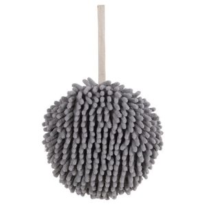 Household Supplies | Chenille Hand Towel, Kitchen Bathroom Hanging Ball Quick-Drying Hand Cloth – Grey Household Supplies Grey