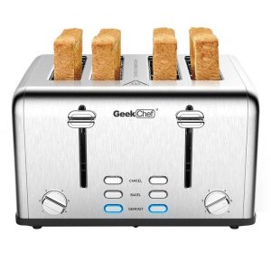 Kitchen Appliances | GTS4B-1 Toaster 4 Slice, 1650W Stainless Steel Toaster, 1.5 Inch Extra Wide Slots, Dual Control Panels, Auto Pop-Up, 6 Toasting Bread Shade Settings Kitchen & Dining Kitchen Appliances