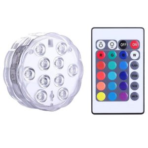 Lighting | 4pcs RGB Submersible LED Lights with Remote Control, 10 LEDs, 16 Colors, 4 Modes, Battery Powered, IP68 Waterproof, for Pond, Pool, Bathroom Lighting Lighting