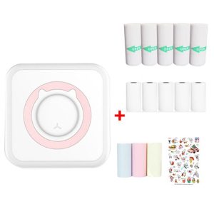 Office Supplies | Portable Mini Printer Thermal Bluetooth Wireless with 5 Rolls of Printing Pater and Adhesive Tape, 3 Rolls of Colorful Print Paper, Sticker – Pink Office Supplies Office Supplies