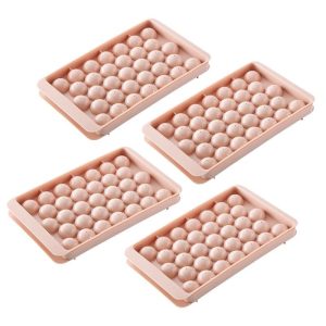 Others | 4 Pack 33-Cavity Plastic Round Ice Ball Mold, for Making Frozen Whiskey Balls, Popsicles, and Lollipops – Pink Kitchen & Dining Others