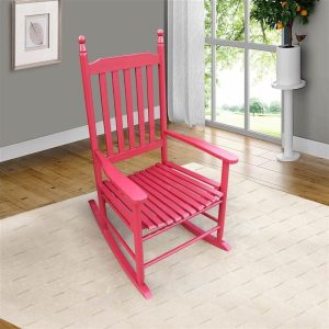 Outdoor Furniture | Wooden Rocking Chair with Armrests and Slats Support, for Garden, Terrace, Porch, Poolside, Beach – Red Furniture Outdoor Furniture