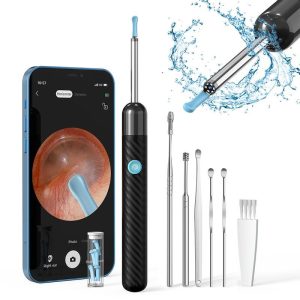 Personal Care | X6 Smart Visual Ear Cleaner Earwax Removal, 500w Pixel Camera, Silicone Ear Tip, 6-Axis Gyroscope, IP67 Waterproof, WiFi Connection – Black Health & Beauty Black