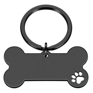 Pet Supplies | Personalized Bone-Shaped Funny Pet ID Tag, 40mm*21mm, Engraved Pet Name, Stainless Steel Cat Puppy Dog ID Tag Pendant – Black Pet Supplies Black