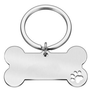 Pet Supplies | Personalized Bone-Shaped Funny Pet ID Tag, 50mm*28mm, Engraved Pet Name, Stainless Steel Cat Puppy Dog ID Tag Pendant – Silver Pet Supplies Pet Supplies