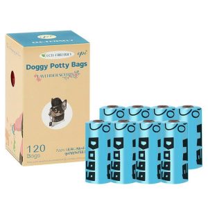 Pet Supplies | Pet Garbage Bag 1.5cmm Thickness Dog Poop Bags, EPI Fully Degradable Pet Waste Bags, 8 Rolls 120 Counts – Blue Pet Supplies Blue