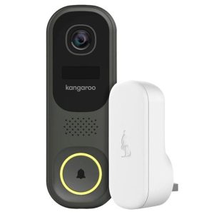 Smart Home | Kangaroo B0010 Smart WiFi Camera Doorbell with Chime, Color Night Vision, Two-Way Talk, On-demand Livestream, Rechargeable Batteries Powered – Black Smart Home Black