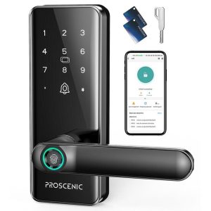 Smart Home | L40 Smart Lock, Keyless Entry Door Lock with Handle, Keypads, Fingerprint, Smart App & Voice Control, Anti-Peep, Log Record Smart Home Black