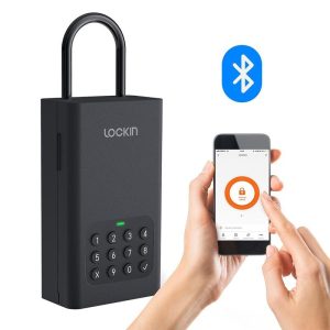 Smart Home | Lockin L1 Smart Lockbox, 30 Groups Password Capacity, Bluetooth & PIN Code Unlock, App Control, Large Internal Cavity, Alloy Box IPX5 Waterproof Smart Home Black