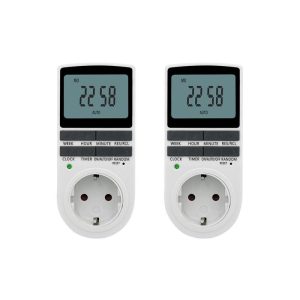 Smart Sockets & Switches | 2PCS Digital Electric Timer Socket with 10 Configurable Programs, Large LCD Display, 3680W Back-Up Spare Battery – EU Plug 2PCS Smart Home & Garden Smart Sockets & Switches