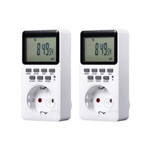 Smart Sockets & Switches | 2PCS TIMEBEST SET09A Digital Timer Socket with 10 Configurable Programs, 230V AC 16A 3600W Timer Switch, Large LCD Display 2PCS Smart Home & Garden Smart Sockets & Switches