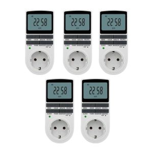 Smart Sockets & Switches | 5PCS Digital Electric Timer Socket with 10 Configurable Programs, Large LCD Display, 3680W Back-Up Spare Battery – EU Plug 5PCS Smart Home & Garden Smart Sockets & Switches