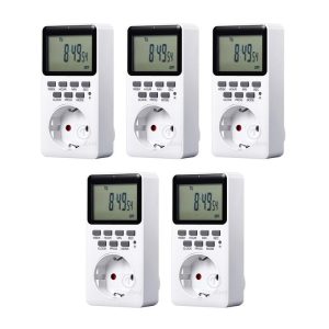 Smart Sockets & Switches | 5PCS TIMEBEST SET09A Digital Timer Socket with 10 Configurable Programs, 230V AC 16A 3600W Timer Switch, Large LCD Display 5PCS Smart Home & Garden Smart Sockets & Switches