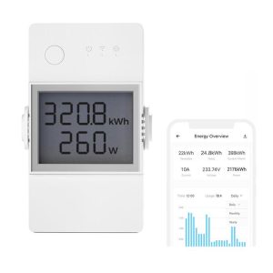 Smart Sockets & Switches | POW Elite POWR320D 20A Smart Power Meter Switch, ESP32 Chip, LCD Screen, Overload Protection, App Control Smart Home & Garden POW Elite