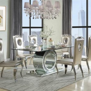 Tables | ACME Noralie DINING TABLE Mirrored & Faux Diamonds DN00720 Furniture Tables