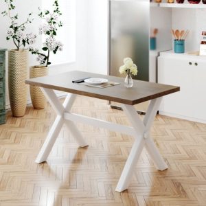 Tables | TOPMAX Farmhouse Rustic Wood Dining Table with X-shape Legs, for Small Apartment, Studio, Kitchen – White Furniture Tables