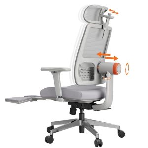 Furniture | MagicH-BPro Ergonomic Chair with Footrest, Auto-Following Backrest Headrest, Adaptive Lower Back Support, Adjustable Armrest, 4 Positions to Lock – Grey Furniture Furniture