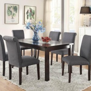 Furniture Sets | Polyfiber Upholstered Dining Chair Set of 2, with High Backrest, and Wooden Legs, for Restaurant, Cafe, Tavern, Office, Living Room – Gray Furniture Furniture Sets