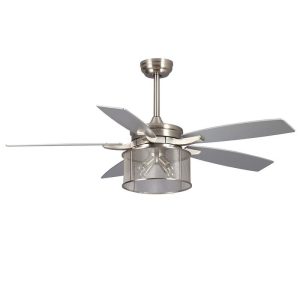 Household Appliances | 52 inch Ceiling Fan with Light and Remote Control, 4 Level Timer, 4 Wind Speed, 5 Fan Blades, Silent Motor – Brushed Nickel Household Appliances Brushed Nickel