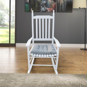 Outdoor Furniture | Wooden Rocking Chair with Armrests and Slats Support, for Garden, Terrace, Porch, Poolside, Beach – White Furniture Outdoor Furniture