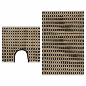 Bathroom Supplies | Hand-Woven Jute Bathroom Mat Set Fabric Natural and Black Bathroom Supplies Bathroom Supplies