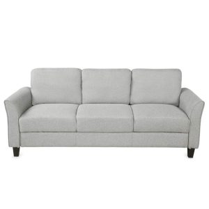 Furniture | 3-Seat Linen Fabric Sofa with Wooden Frame and Plastic Feet, for Living Room, Bedroom, Office, Apartment – Light Gray Furniture Furniture