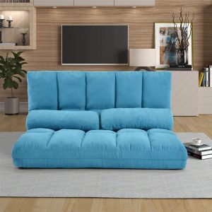 Furniture | 70″ 2-Seat Floor Sofa Bed with 2 Pillows, for Living Room, Bedroom, Office, Apartment – Blue Furniture Blue