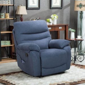 Furniture | Fabric Manual Recliner Sofa with Massage and Heat function – Blue Furniture Blue