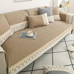 Home Decors | 90-70cm Feather Embroidery Quilted Couch Cover – Khaki Home Decors Home Decors