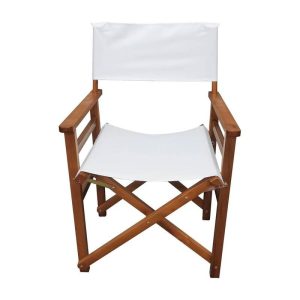 Outdoor Furniture | Outdoor Folding Canvas Chair with Wooden Frame Set of 2, for Garden, Terrace, Porch, Poolside, Beach – White Furniture Outdoor Furniture