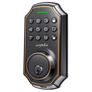 Smart Home | Arpha D180 Smart Password Door Lock with Keypad, Smart Deadbolt Lock for Front Door with 2 Keys, Auto Lock, 50 User Passwords, Easy Installation Design – Black Smart Home Black